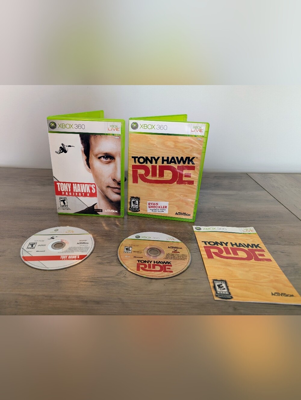 Tony Hawk's Project 8 & Tony Hawk Ride Xbox 360 Complete With Case & Manual Lot